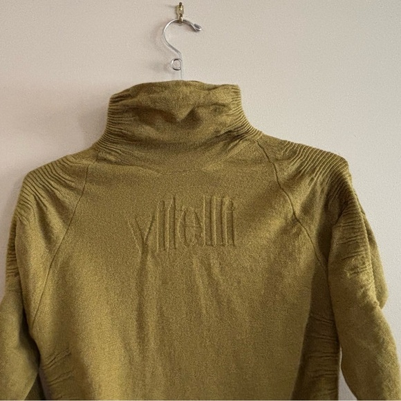 NWT Vitelli Italy Sz 4 S Green Cashmere Blend Turtleneck With Brown Fur Sleeves - Picture 3 of 10